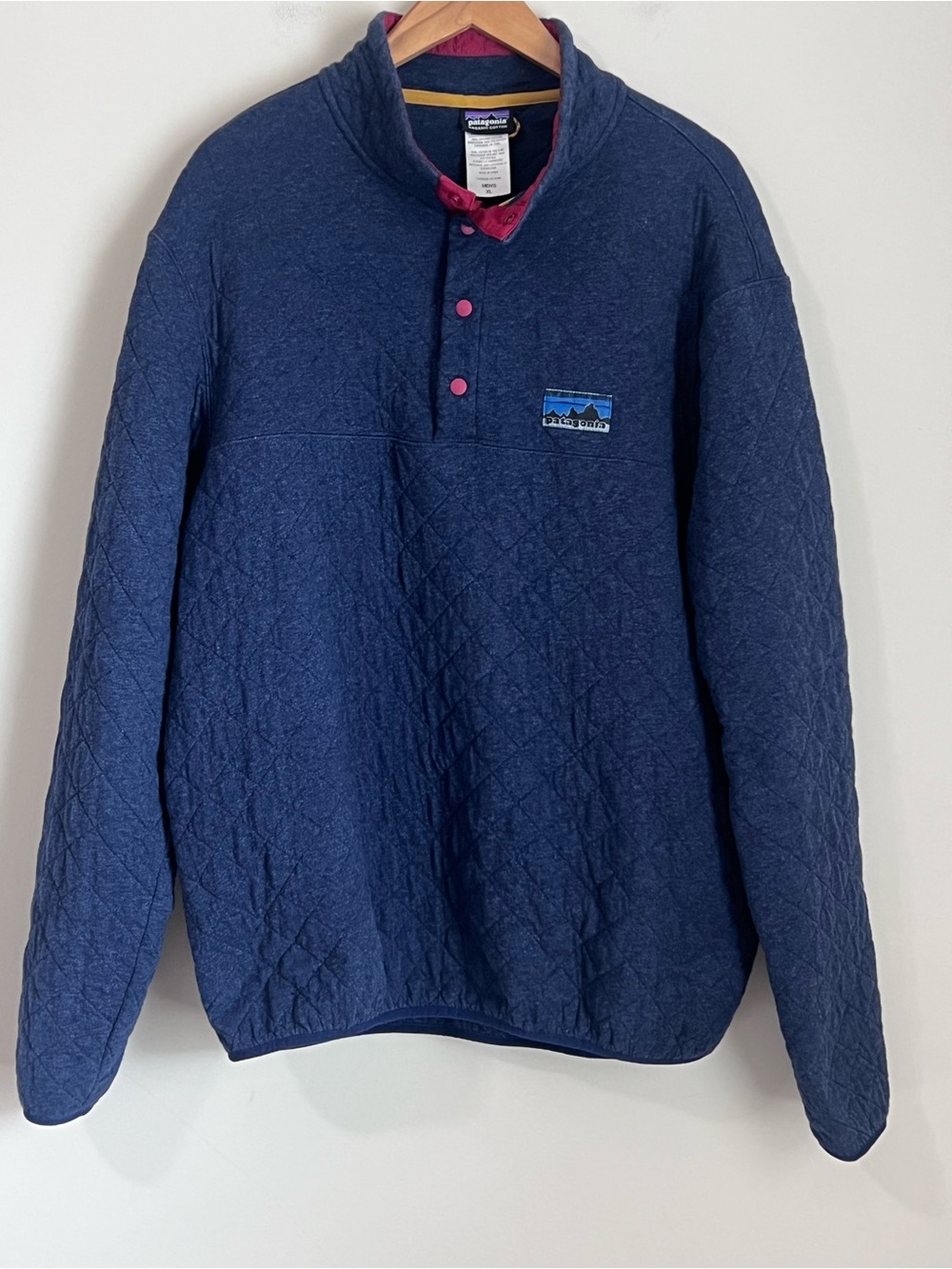 PATAGONIA 40TH ANNIVERSARY DIAMOND QUILT SNAP-T PULLOVER MEN'S XL ORGANIC COTTON
